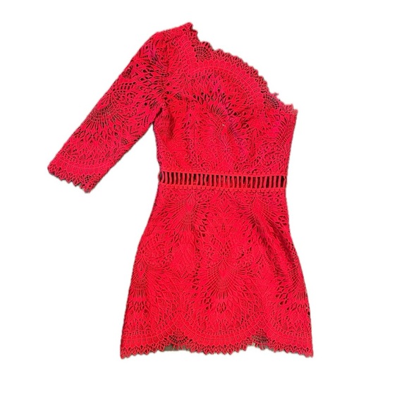 saylor pippa red lace cutout one shoulder mini dress cocktail wedding guest - Picture 1 of 6